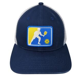 Pickleball Logo Snapback Trucker Hat Blue One Size Adjustable PNW Apparel